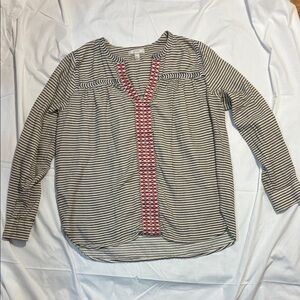 J. Crew Navy and Red Striped Blouse